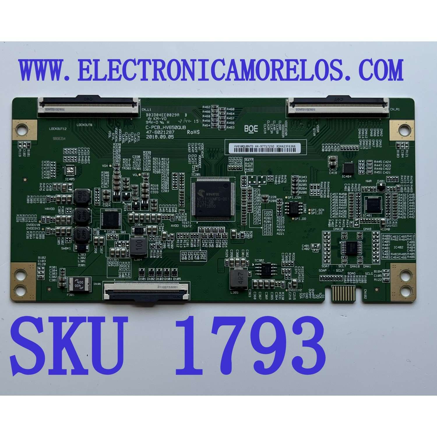 T-CON PARA TV PHILIPS / NUMERO DE PARTE 44-97717250 / 44-9771725O / 47-6021287 / C-PCB_HV650QUB / HV650QUBN7D / B03D04EE0029A / DISPLAY HV650QUB-F7D / MODELO 65PUL7552/F7 XA5	